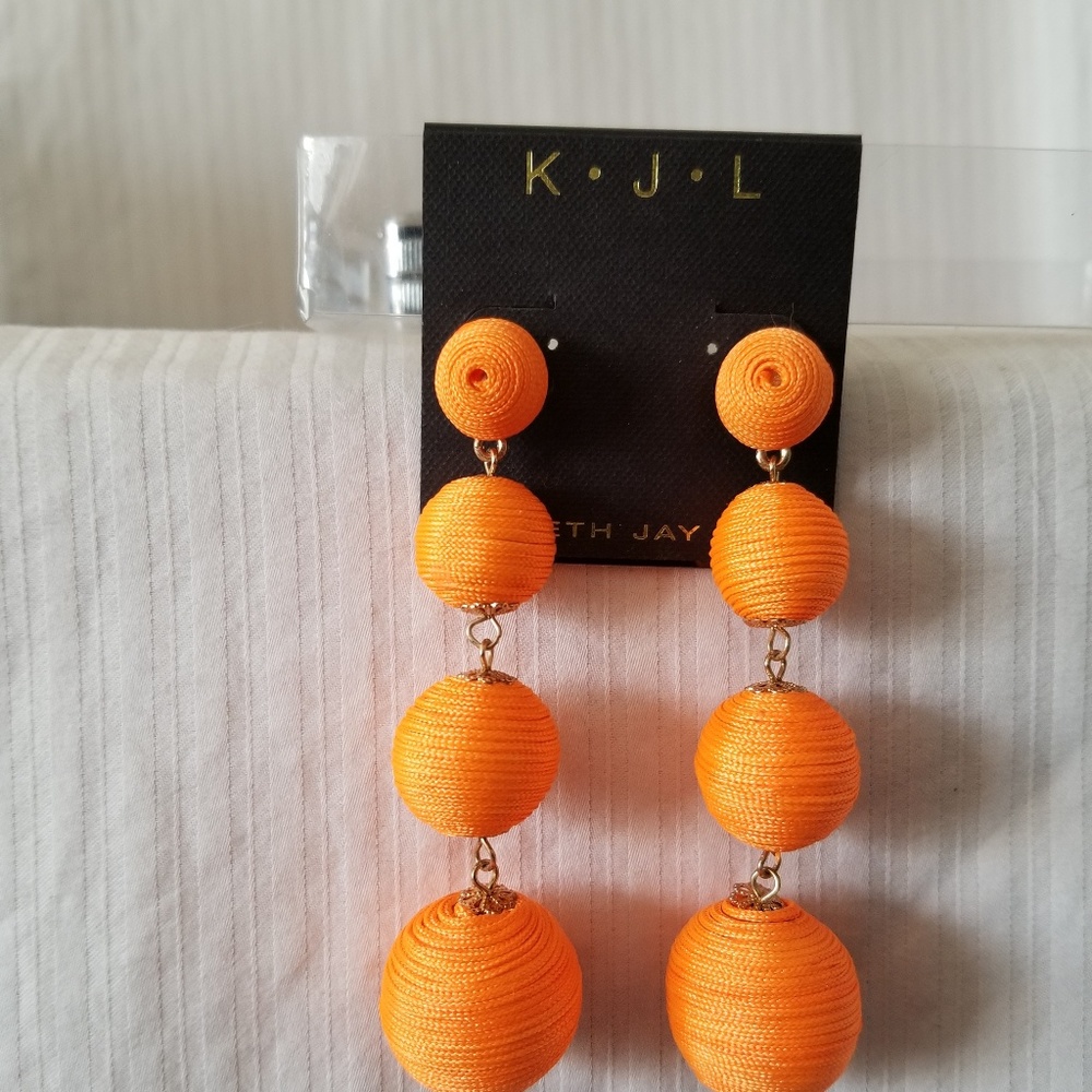 Goldtone Orange "Ball/Drop" Pinup Earrings